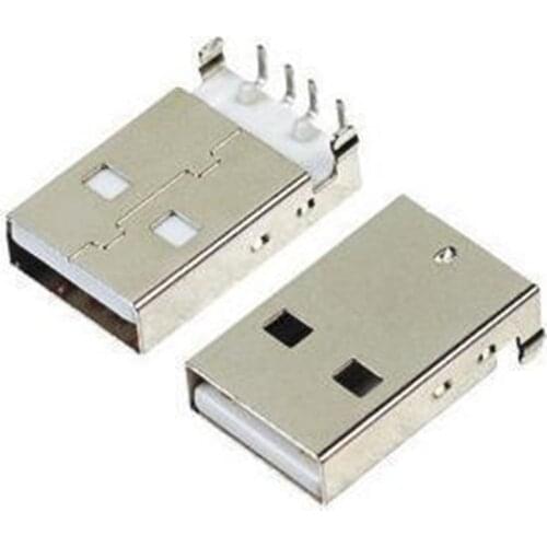 100pcs USB 2.0 Male A Type USB PCB Connector Plug Right Angle 90 degree DIP Male USB Connectors