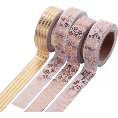 15mm*10m Gold Foil Paper Washi Tape Kawaii Crown Scrapbooking DIY Decor For Photo Album Sticker Decorative Masking Adhesive Tape