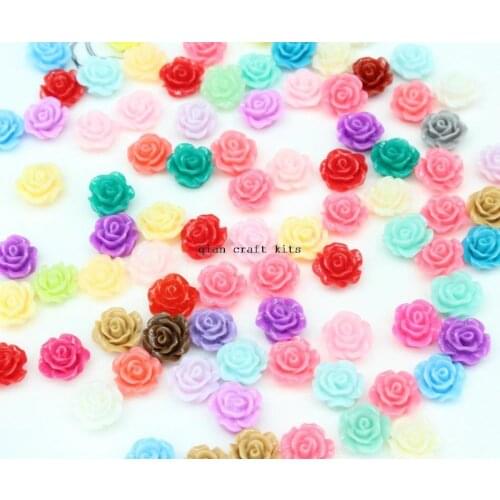 500pcs Resin Rose Cabochons 10mm beads (Assorted Colors sample pack)mini Rose flatbacks for diy