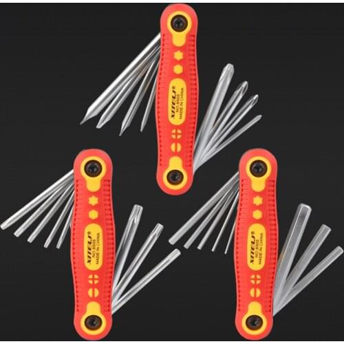 8 In1 Hex Key Flat Ball Fold Plum Blossom Hexagonal Wrench Chrome Vanadium Steel Spanner Portable Set Folding Screwdriver