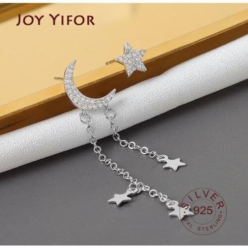 925 Sterling Silver Earrings Charm Women Trendy Jewelry Vintage Simple Retro Party Accessories Gifts Stars Chain Tassel Earring