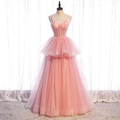 Prom dress evening gown sweetheart amiazing a-line long pink floorlength formal gown