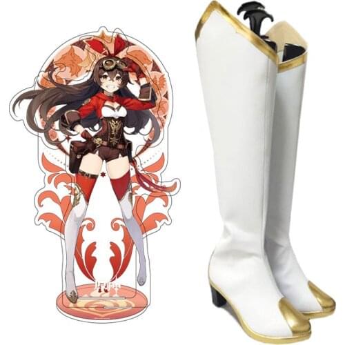 COSTAR Hot Game Genshin Impact Amber White Cosplay Shoes Boots Newest Custom Made For Halloween women