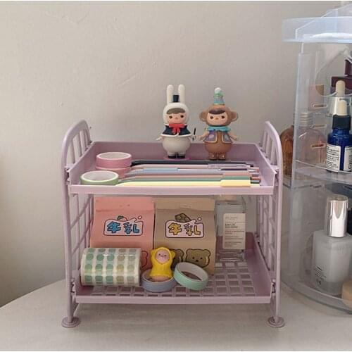 CuteLife White Plastic Foldable Storage Shelf Stand Kitchen Accessories Organizer Rack Home Decor Table Makeup Bathroom Shelf