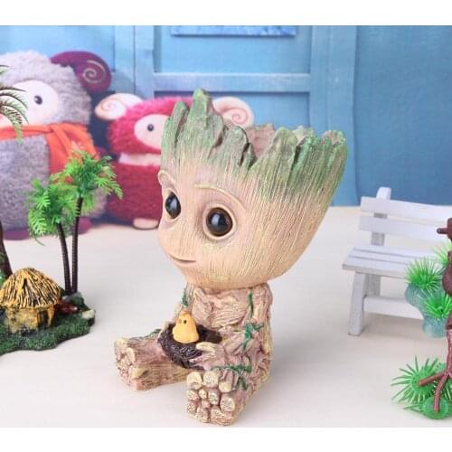 Baby Groot Flower Pot Flowerpot Planter Action Figures Toy Tree Man Cute PVC Model Toy Pen Pots Gift for Home Office