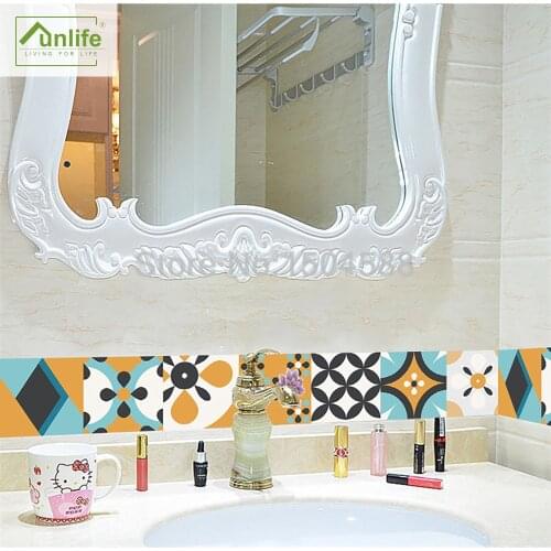 Funlife® Arabesque Flower Wall Border Wall Sticker Tile Sticker Self-Adhesive Furniture Floor Waterproof Vinyl Kitchen Bathroom