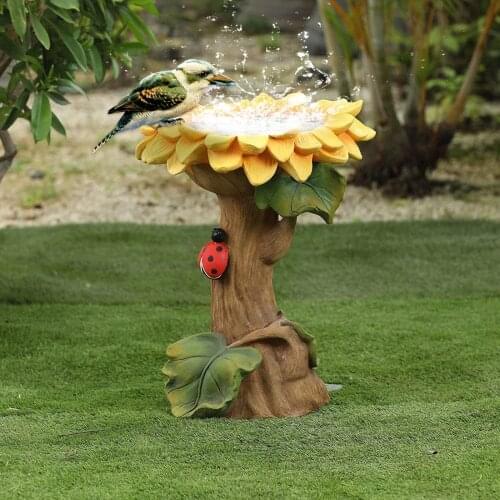 Exquisite Sunflower statue jardin Flower Bird Bath Tools Bird Feeder Resin Garden Decoration Outdoor Sculpture, hof garten decor