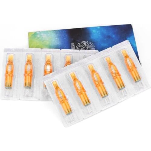 10pcs Disposable Tattoo Cartridge Needles for Machine Tattoo Supplies Yellow Tattoo Pen Cartridge 5M1/5RM/11RL/11RS/14RL/14RS