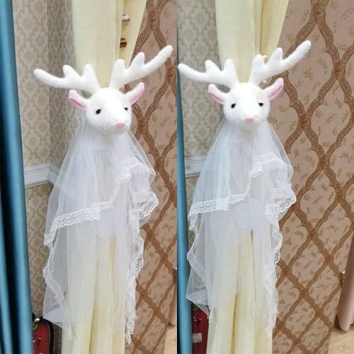 2pcs Imitation Mink Velvet Deer Curtain Tieback Holder Princess Kids Room Decoration Accessories Bowknot Tie Backs Curtain Strap