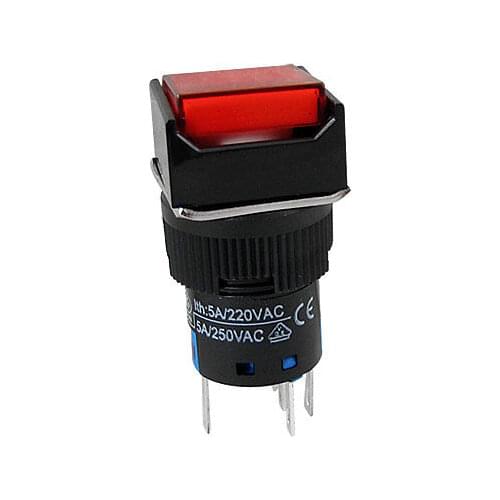 DC 24V Lamp Voltage Red Cap 1NO 1NC Push Button Switch