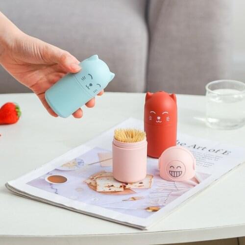 Cute Cat Toothpick Box Expression Cotton Swab Box Creative Mini Toothpick Storage Living Room Coffee Table Decoration