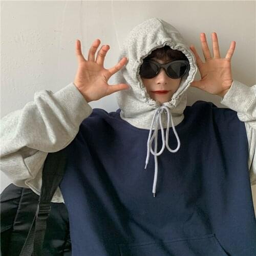 Girl Next Door Fashion Style Kawaii Splicing Fashion Womens Hoodies Spring Autumn Casual Womens Oversized Hoodies Sweatshirt