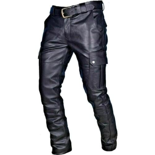 Mens leather pants casual style pants for male Fashion winter mans clothes pantalon homme street wear clothing