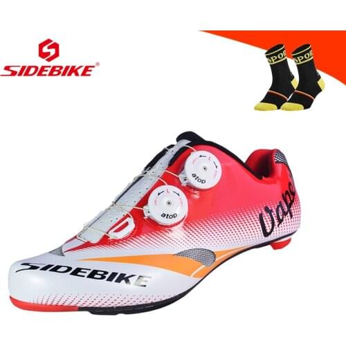 SIDEBIKE Men Shoes Cycling Road Carbon Fiber Sole Ultra-light Breathable Self-locking Professional Road Racing Bicycle Sneakers