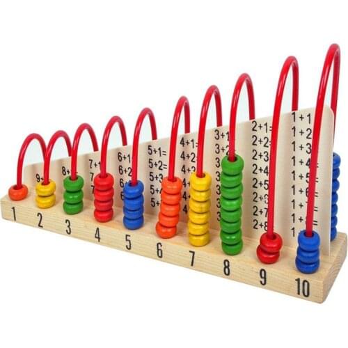 Kids Wooden 10-row Counting Beads Math Learning Abacus Frame Early Education Toy