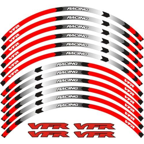 New high quality 12 Pcs Fit Motorcycle Wheel Sticker stripe Reflective Rim For Honda VFR VFR750 VFR800 VFR1200 VFR1200F