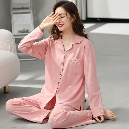 Autumn and Winter New Womens Pajamas Cardigan Long Sleeve Lapel Casual Home Wear Pijamas Women Sleepwear Sleep Tops Plus Size