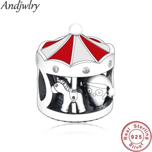 Fit Charms Bracelets 925 Silver Original Christmas Carousel Charm Beads for Making DIY Jewelry Berloque