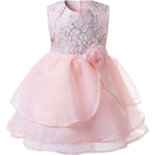 Floral Infant Baby Girl Birthday Party Dresses Baptism Christening Easter Gown Toddler Princess Lace Flower Dress for 0-2 Years