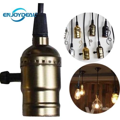 Knob/zipper switch Retro Edison Bulb Holder E27 Socket Antique Brass Lamp Base Cord Grip Threaded Lamp Holder For Pendant Light