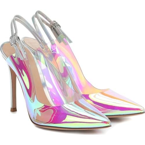 MKKHOU Fashion Womens Sandals 2020 New sweet pointy rainbow show shoes super high heel open shoes Womens shoes sizes 4-14