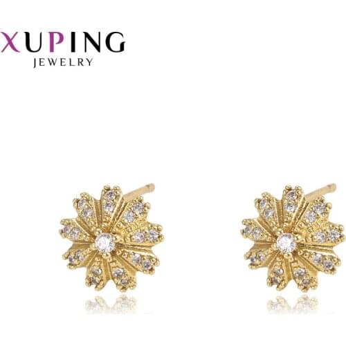 Xuping Jewelry Fashion Flower Shape Light Yellow Color Earrings Studs for Women Christmas Day Gifts S76,5-94891