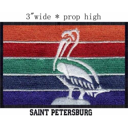 Saint Petersburg, Florida USA Flag 3"wide embroidery patch for ferramentas para couro/duck/patch iron on logo