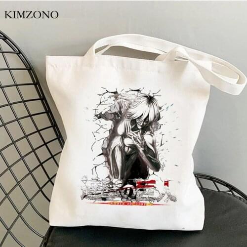 Attack on Titan shopping bag bolso shopping canvas shopper shopper tote bag foldable reusable sac toile
