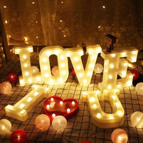 Decorative Letters Alphabet Letter LED Lights Luminous Number Lamp Decoration Battery Night Light Party Baby Bedroom Decoration
