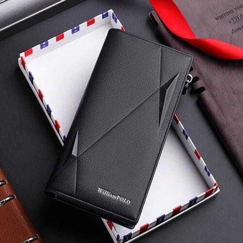 Mens Wallet Genuine Leather Long Purse Card Holder Large Capacity Business Phone Bag Clutch Male Leather Male Wallet Coin Purse