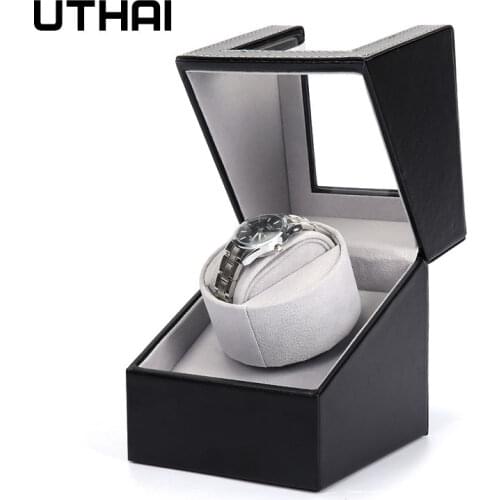 UTHAI U01 Black Mechanical Watch Winding Box Motor Shaker Watch Winder Holder Display Jewelry Storage Organizer