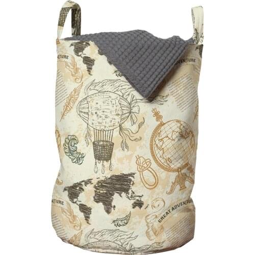 Vintage Traveler Laundry Basket Great Adventure Zeppelins Organizer for Clothes Underwear Socks Toys Wash Bag & Home Storage