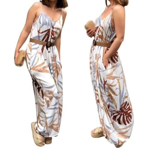 Long Sexy Loose Open Back Sleeveless Ladies Suspender Dresses Elegant Womens Summer Dress Print Halter Dresses Holiday Beach