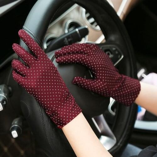 1 Pair New Fashion Sun Protection Wrist Gloves Dot Elastic Mittens Lady Gloves Knitted Fabric Vintage Mittens For Drive Shopping