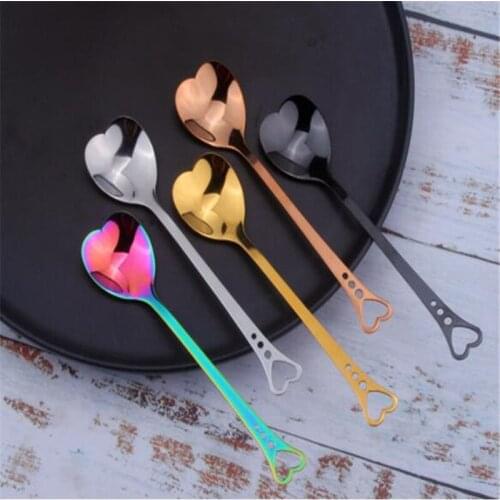 1PC Steel Heart Spoon Coffee Tea Spoon For Children Tableware Colors Creative Ice Cream Tools Kitchen Gadgets Dessert Spoon