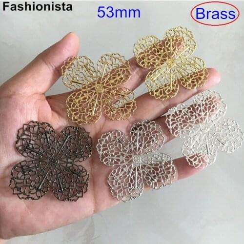 15 pcs - Large Filigree Brass Setting,Flower Pattern Brass Stamping,53mm Ornate Filigree Jewelry Findings