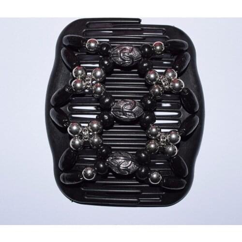 20 PCS/LOT black national style beaded double twin headwear magic hair comb clips for beautiful girls