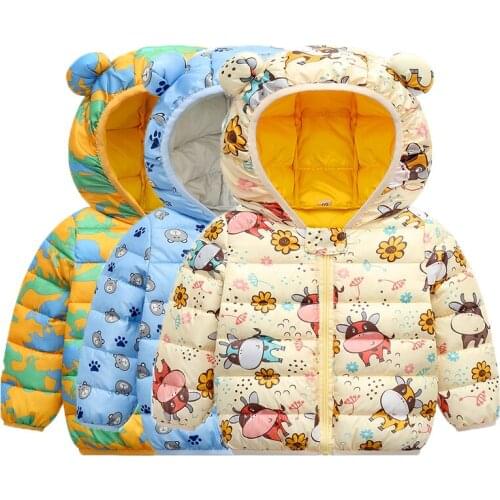 2021 Winter Jacket Dinosaur Autumn Infant Boys Coats With Ear Hoodie Cotton Girl Clothes Childrens Clothing Coat For Babies0-4Y