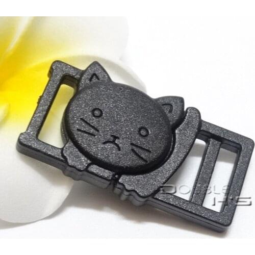3/8" Cat-Head Plastic Black Safty Breakaway Buckles For Cat Collar Paracord Webbing Garment Accessories