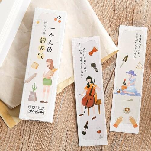 30 Pcs/Set Novelty A Persons Good Weather Paper Bookmark Book Holder Message Card Promotional Gift Stationery