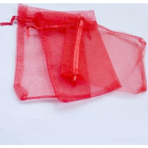 50pcs 15*20 Red gift bags for jewelry/wedding/christmas/birthday Organza Bags with handles Packaging Yarn bag