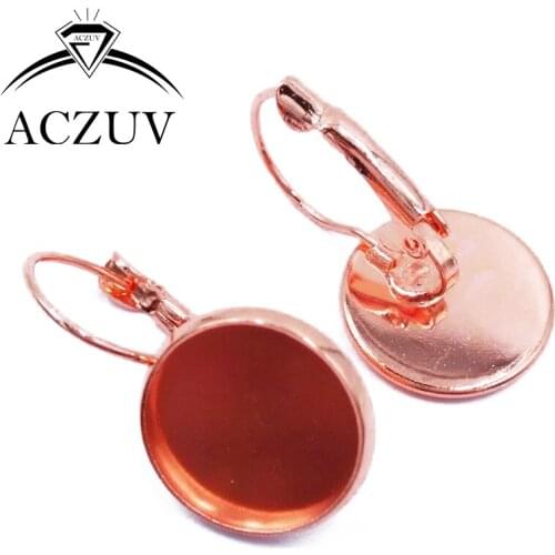 500pcs Rose Gold Color 10mm 12mm 14mm 16mm 18m 20mm 25mm French Leverback Earring Blanks Cabochon Base Bezel Settings LBRE007