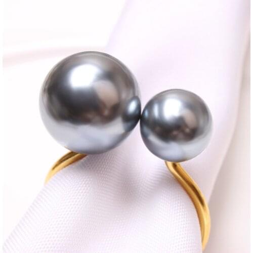 6pcs/lot New product bright pearl napkin ring wedding pearl cloth ring hotel table decoration napkin ring