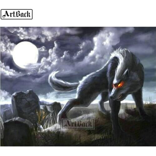 New diamond mosaic night wolf 5d diy diamond painting moon full square 3d diamond embroidery set home decoration crafts