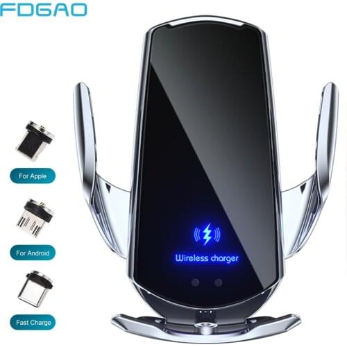 15W Magnetic Qi Wireless Car Charger Infrared Sensor Automatic Fast Charging Phone Holder for iPhone 12 11 XS XR Samsung S20 S10