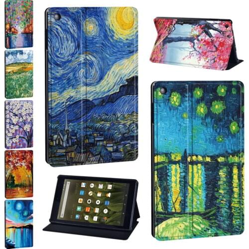 Tablet Case for Amazon Fire 7 (5/7/9th Gen) /HD 8 (6/7/8th Gen) /HD 10(5/7/9th Gen) Oil Painting Pattern Series Protective Cover