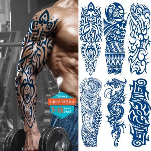 Juice Ink Lasting Tattoos Stickers On The Body Art Temporary Tattoo Sleeve Designs Full Arm Waterproof Tattoos For Men Women