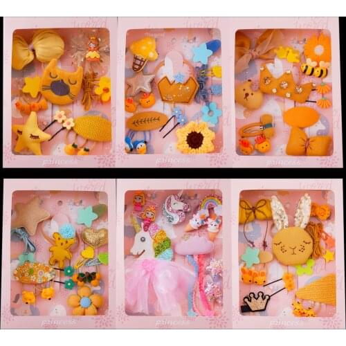 Cartoon Childrens Hair Accessories Hairpin Combination Set Gift Box Little Princess Birthday Gift