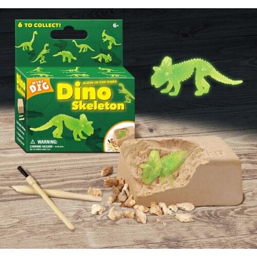 2Sets Kid Glowing Dinosaur Skeleton Dig Excavation Kit Archaeology Education Toy Small Dinosaur Fossil Skeleton Models