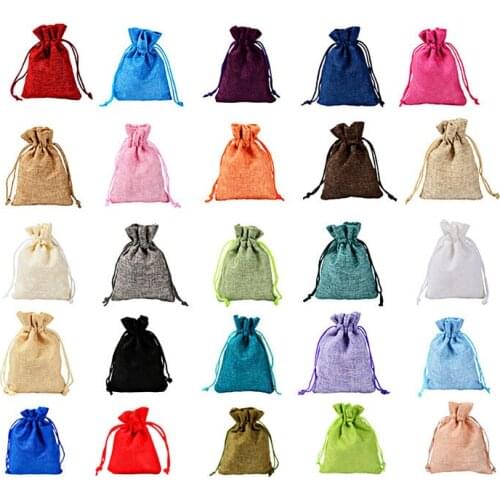 10PCS 7x9cm Jute Burlap Linen Drawstring Bags Christmas Halloween Wedding Birthday Party Candy Chocolate Packaging Bags
